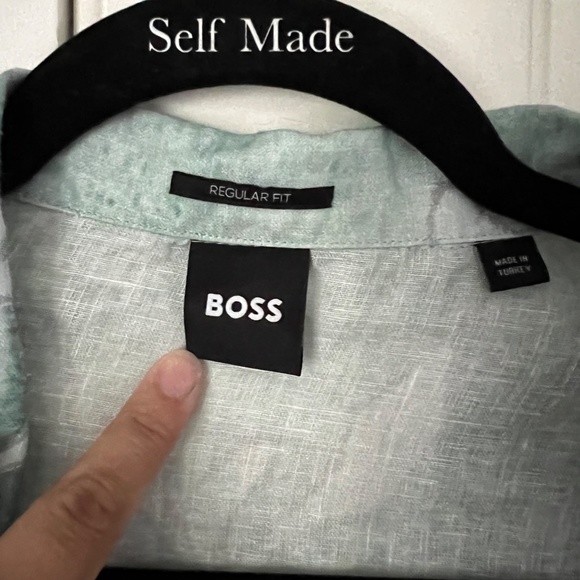 HUGO BOSS Lars Regular Fit Palm Frond Print Short Sleeve Button-up Shirt - Picture 3 of 9